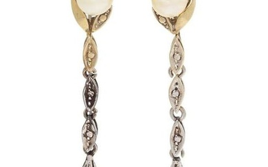 A Pair Of White Gold And Cultured Pearl Earclips