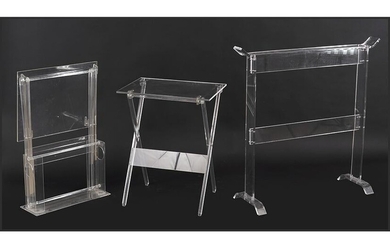 A Pair of Lucite Tray Tables in Stand.