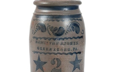 A Pennsylvania Two Gallon Stoneware Jar with Cobalt