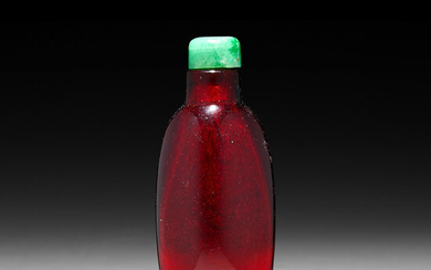 A RUBY-RED GLASS SNUFF BOTTLE