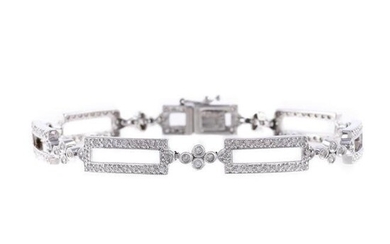 A Rectangular Link Diamond Bracelet in 14K