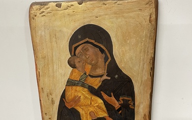 A Russian icon hand painted on wooden board S. 28cm x 36cm