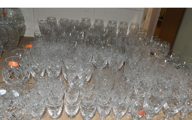 A SELECTION OF CUT GLASS DRINKING GLASSES, to include sets o...