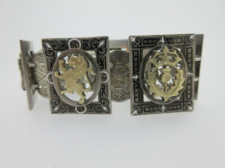 A Scottish parcel gilt and enamel bracelet