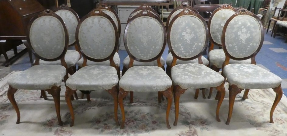 A Set of 10 Upholstered French Style Dining Chairs with Pier...