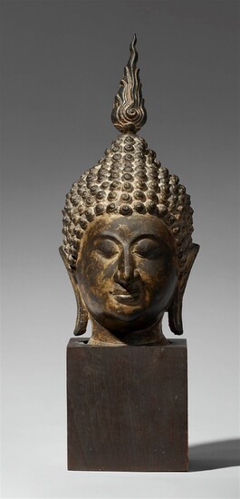 Lot-Art | A Sukhothai style bronze head of a Buddha