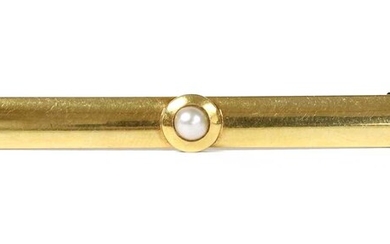 A Swedish gold pearl bar brooch