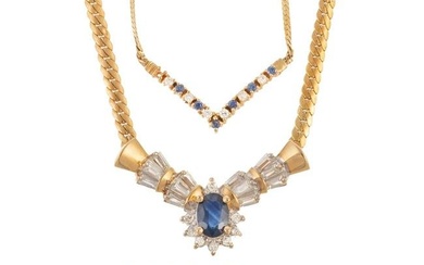 A Trio of Sapphire, Diamond & Gold Jewelry in 14K