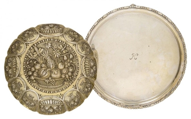 A Victorian repousse silver dish, London, c.1883, John Aldwinckle &...