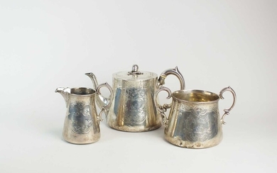A Victorian three piece silver tea service