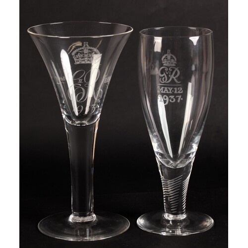 A WHITEFRIARS ER II CORONATION WINE GLASS, limited edition n...