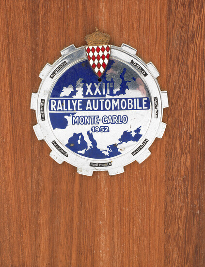 A XXII (22nd) Monte-Carlo Rally plaque, 1952
