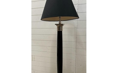 A black and chrome Art Deco style floor lamp.