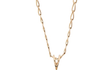 A brilliant-cut diamond single-stone pendant, with chain, di...