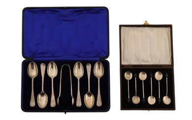 A cased set of Edwardian sterling silver teaspoons, London 1906 by Jackson and Fullerton