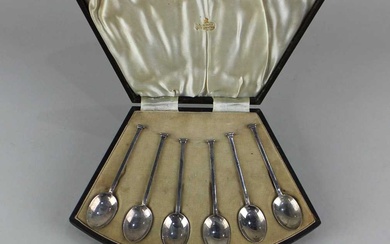 A cased set of six George V silver coffee spoons