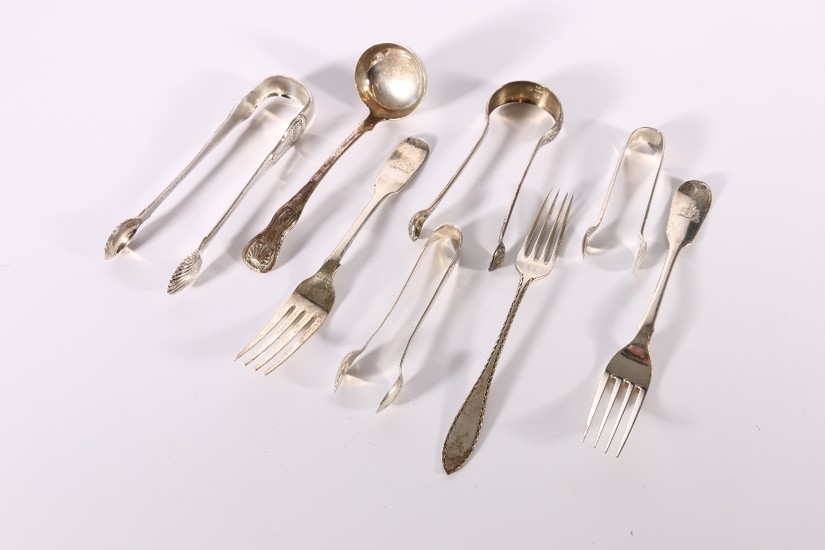 A collection of miscellaneous silver flatware including a pa...