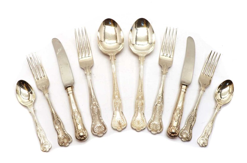 A collection of silver-plated Kings pattern flatware