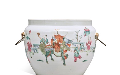 A famille-rose 'figural' jar, Late Qing dynasty | 清末 粉彩人物故事圖罐