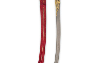 A gold koftgari steel sword (tulwar) with watered-steel hilt India,...
