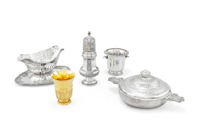 A group of 5 Regency style silver pieces, Lagriffoul and Laval, Paris, circa 1920 | Groupe de 5 objets en argent de style Régence par Lagriffoul et Laval, Paris, vers 1920