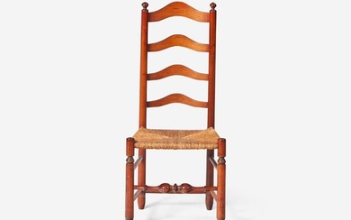 A ladderback rush-seat side chair, West Chester, PA, late 18th century