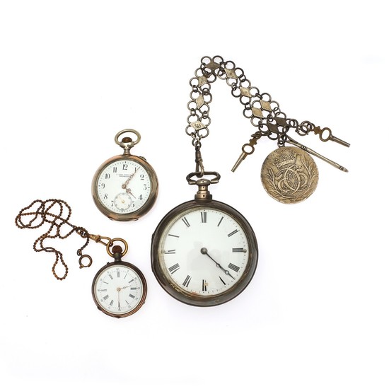 A large cylinder pocket watch in silver pair cases, movement signed Eardley Norton. Late 18th century. Case diam. 59/69 mm. (4)