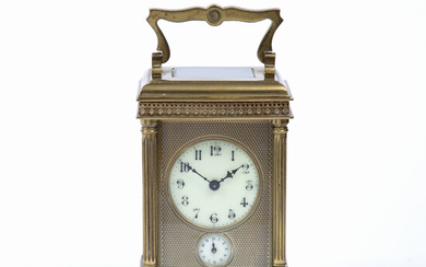A late 19th century French brass carriage clock