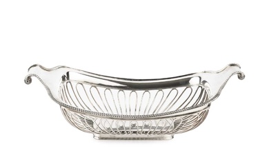 A late Victorian silver cake basket, of rounded rectangular form...