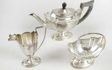 A late Victorian silver matched bachelor three piece