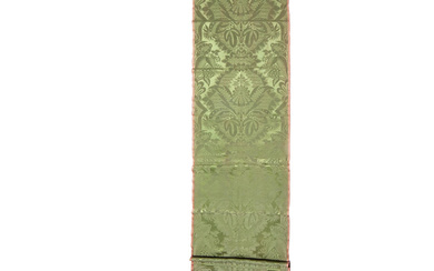 A length of green damask silk 20th century, French