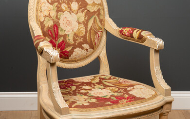 A painted French style armchair
