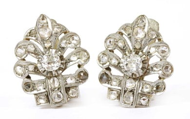 A pair of Continental silver and gold diamond set earrings