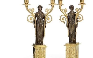 NOT SOLD. A pair of Swedish Empire gilt and patinated bronze candelabra. Stockholm, c. 1815-1830. H. 45 cm. (2) – Bruun Rasmussen Auctioneers of Fine Art