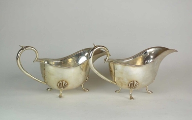 A pair of Victorian silver sauce boats