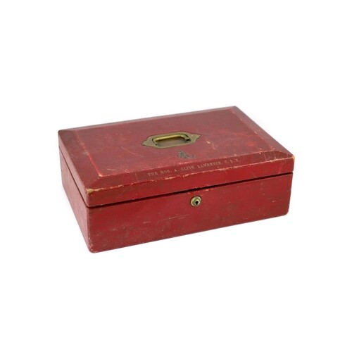 A red leather Morocco leather dispatch box 'The Hon A. Clive...