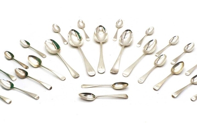 A small collection of antique silver old English pattern flatware