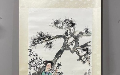 A vertical scroll of Chinese ink-on-paper figure painting by Cheng Shifa