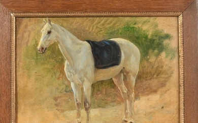 ABEL-TRUCHET Louis. (1857-1918). « Etude pour un cheval sellé ». Huile sur carton signée. H.23...