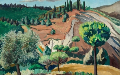 ALBERTO MAGNELLI(Florence 1888-1971 Meudon)Campagna Senese (Poggio di Trespite). 1926.Huile sur toile.Signé en bas à gauche...