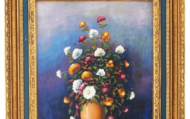 AMERICAN FLORAL STILL LIFE OIL PAINTING BY HOOTARD