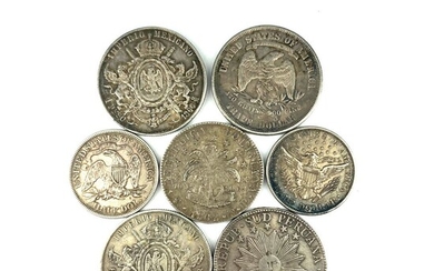 AMERIQUES Lot de sept monnaies d'argent... - Lot 35 - Rossini