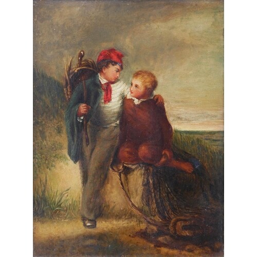 AN EARLY TO MID 19TH CENTURY BRITISH SCHOOL OIL ON CARD WITH...