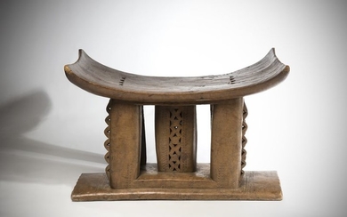 ASHANTI, Ghana. Classically shaped seat with honey-coloured patina....