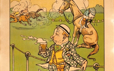 Advertising Poster Scotch Ale Younger Beer Horse Race Cartoon....