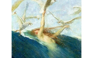 After Giovanni Segantini, Mermaid Mobbed By Seagulls
