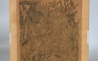 Albrecht Dürer (1471-1528) d'après, "Le chevalier de la mort" gravure monogrammée dans la planche en...