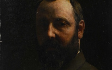 Alfred DELOBBE (1835-1915/20) "Autoportrait, 1885", Huile sur toile signée et datée en haut à droite,...