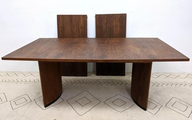American Modern Walnut Dining Table with 20in Leaves.