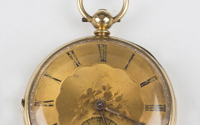 An 18ct gold cased keywind open-faced gentleman's pocket watch, the gilt movement signed '